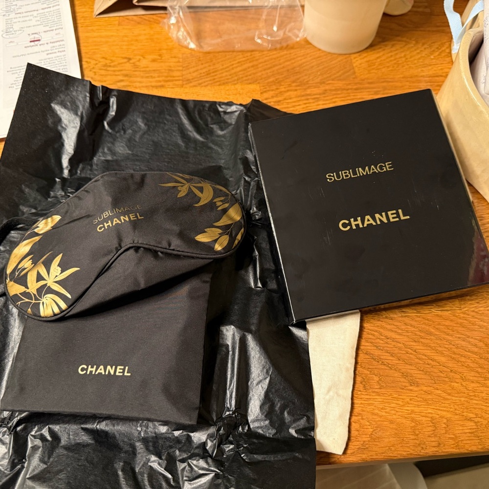 CHANEL Black and Gold Sublimage Eye Sleep Mask